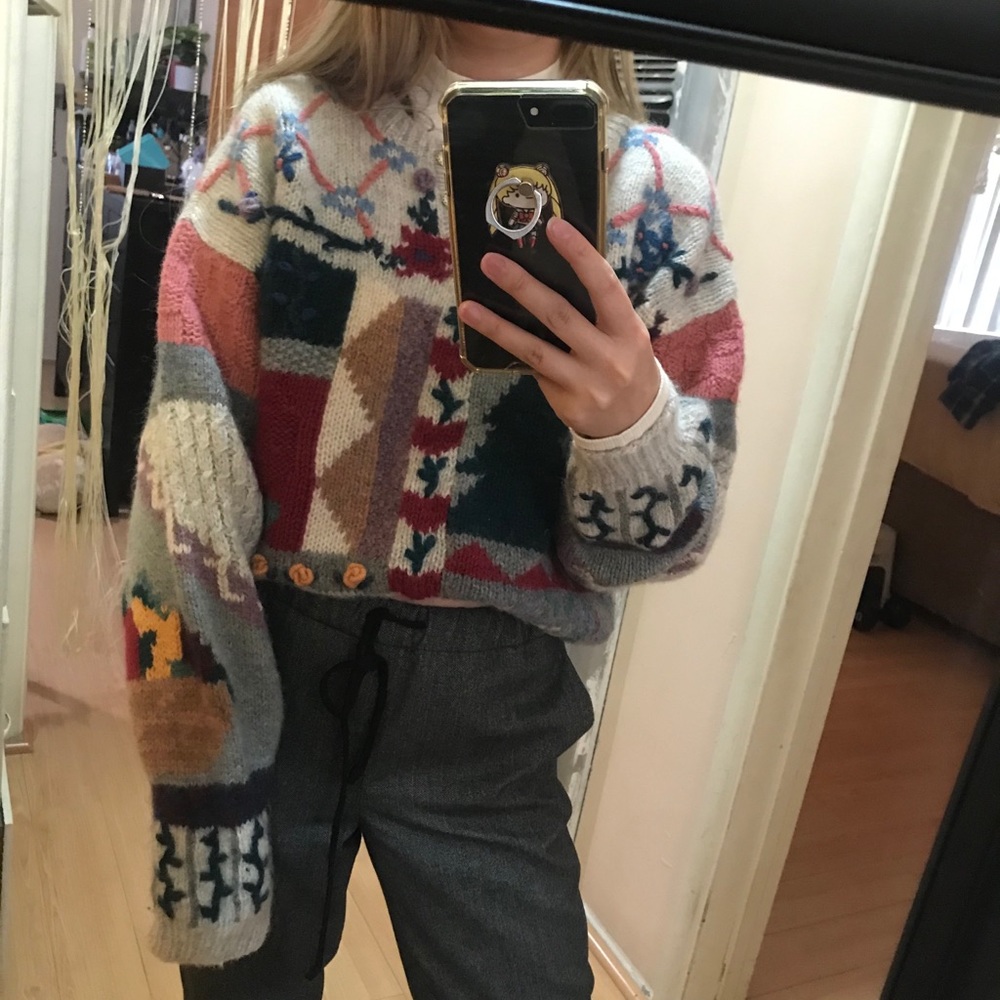 Vintage Cottagecore Sweater 100% Shetland Wool